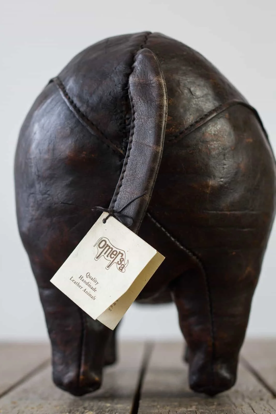 Vintage leather rhino footstool deals